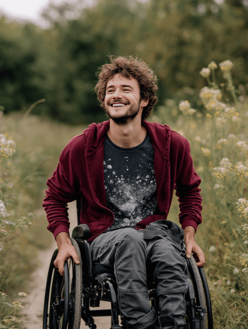 Aide à domicile pour préserver l’autonomie – Major'Dom 67 Homme en fauteuil roulant faisant appel à Major'Dom 67 pour préserver son autonomie à domicile