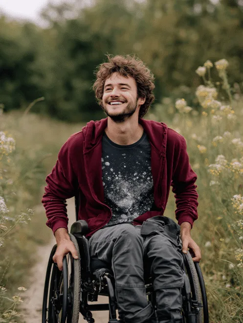 Homme en fauteuil roulant faisant appel à Major'Dom 67 pour préserver son autonomie à domicile